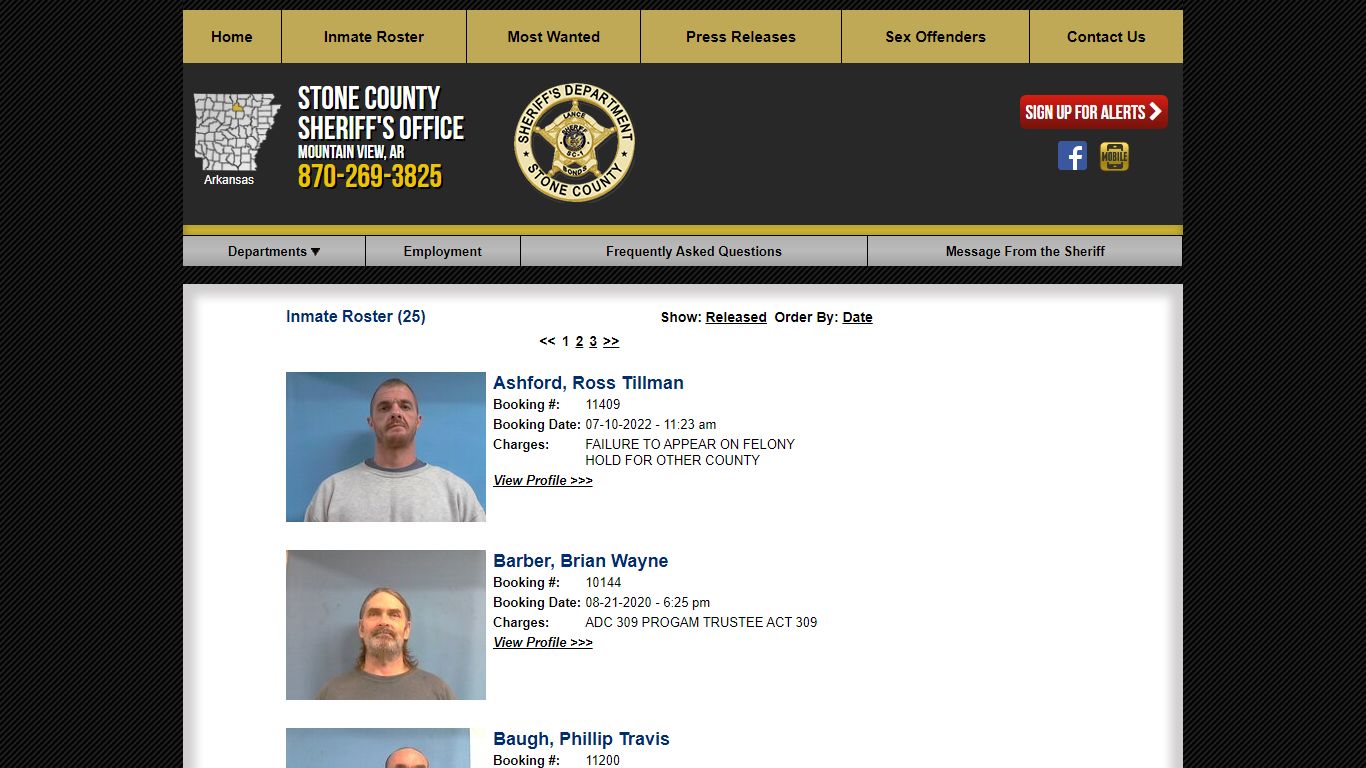 Inmate Roster - Current Inmates - Stone County Sheriff AR